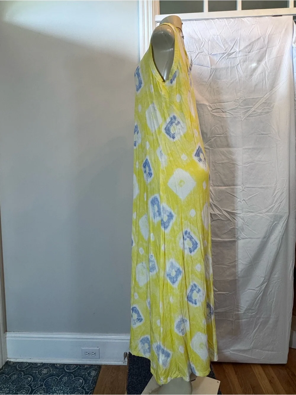 Style & Co. Yellow Tie-Dye Maxi Dress with Blue Accents - Picture 2 of 3